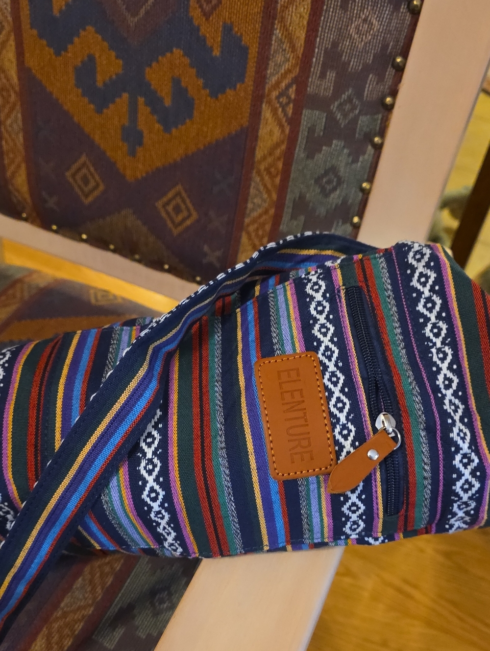 Elenture Bohemian Striped Canvas Yoga Mat Bag Carrier NWT - Picture 9 of 10